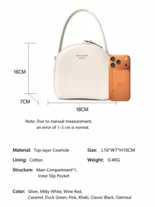 Elegante Damen Umhängetasche aus echtem Leder minimalistische Satteltasche Handtasche