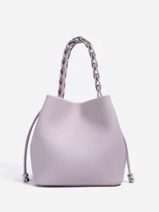 Echtleder Eimer Handtasche, elegante lilafarbene Schultertasche fuer den taeglichen Weg zur Arbeit.
