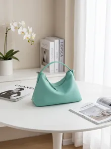 Minimalistische mintgrüne Leder-Umhängetasche für Damen, elegante Freizeittasche neu.