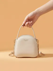 Minimalistische beige Lederhandtasche elegante Umhaengetasche mit Griff fuer Damen Alltag