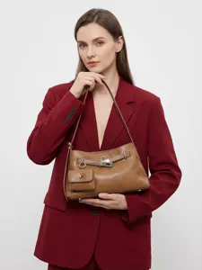 Top Layer Cowhide Genuine Leather Tote Bag For Women Vintage Shoulder Crossbody Bag Luxury Designer Style Handbag With Metal Lock