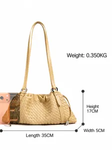 Bolso de hombro trenzado de cuero para mujer, elegante bolso nube con diseño chic y moderno.