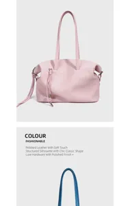 Luxus echtes Leder Schulter Tote Tasche, weiche Narbenleder Textur mit edler Hardware.