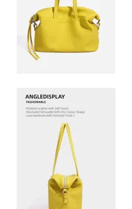 Schicke gelbe Leder Umhängetasche für Damen, elegante Handtasche mit Schulterriemen.