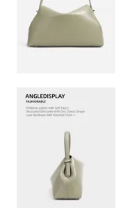 Minimalist leather shoulder bag, chic slouchy handbag for women commuting and daily fashion use.