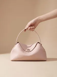 Bolso de mano minimalista de cuero rosa bolso de hombro elegante chic accesorio moda