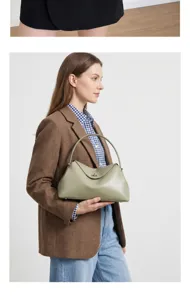 Premium leather shoulder tote bag for women, stylish large capacity commuter handbag daily use.