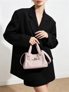 Bolso de mano elegante de cuero rosa para mujer, bolso cruzado y bandolera muy elegante.