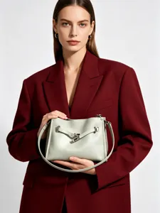 Borsa a Mano da Donna in Vera Pelle Borsa a Tracolla Casual per Commuting Minimalista Grande Capacità Tote Bag
