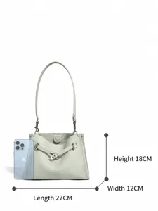 Borsa a tracolla in pelle verde chiaro, design minimalista premium con grande capacità di carico.