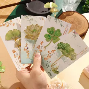 Chinese Style Hollow Out Metal Bookmark Delicate Leaf Vein Lotus Ginkgo Clover Shaped Reading Page Marker With Tassel Stationery Souvenir Gift For Teachers Students