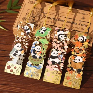 Four seasons panda metal bookmarks set cute creative stationery cute student gift supplies