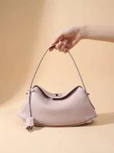 Elegante Damen Umhängetasche aus echtem Leder, minimalistische Handtasche für Alltag Hauptbild.