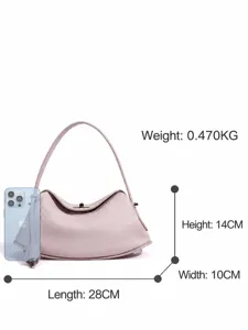 Rosa Echtleder Hobo Schultertasche minimalistischer Luxus Stil Umhängetasche 28cm