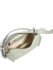 Borsa a tracolla minimalista in pelle verde salvia, elegante borsa da donna per il lavoro quotidiano.