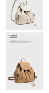Women genuine leather backpack casual pebble grain daypack stylish school travel bag