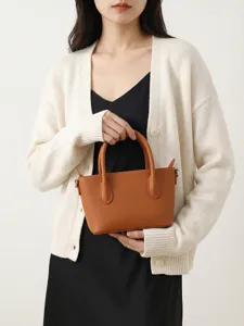 Vrouwen minimalistische bruine lederen handtas schoudertas mode dagelijkse stijl nieuw