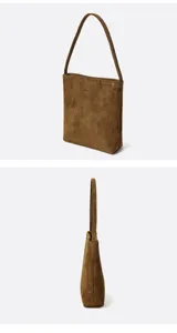 Retro braune Wildleder Achseltasche für Damen, minimalistische Vintage Umhängetasche Alltag.