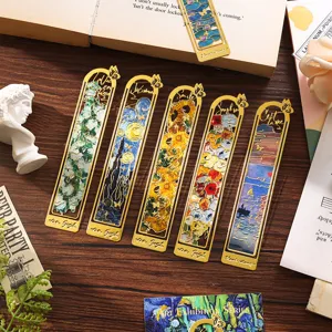 Vintage oil painting metal bookmark set exquisite hollow art bookmarks for reading lovers and gifts