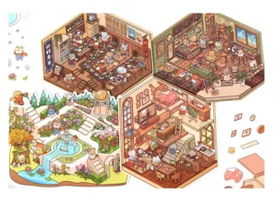 infeelme today business series miniature scene sticker isometric house decorative puzzle craft