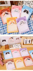Cute cartoon cat sticky notes memo pad set for cute students message adhesive pads!