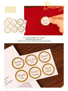 Gold foil sealing round golden stickers for gift packaging, greeting cards and DIY crafts.