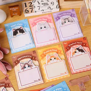Cute cartoon cat sticky notes, adorable memo pads for students, DIY writing sticky note sets.