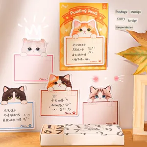 Cute cat sticky notes memo pad cute cartoon adhesive sticky notes student stationery supplies