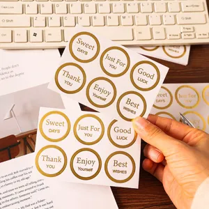 Gold foil round sealing stickers decorative gift wrapping labels for cards DIY crafts packs