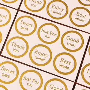 Gold foil sealing round stickers for gift packaging, greeting cards and DIY decor.