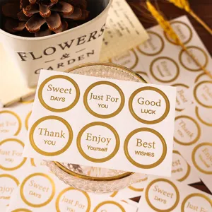 Gold foil round sealing sticker for gift packaging and greeting card decoration