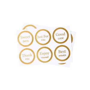 Gold foil round sealing stickers decorative gift packaging labels custom thank you labels