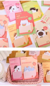 Cute cat sticky notes memo pad korean style student stationery message sticky notes pad 30s