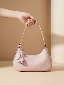Elegante Damen Halbmond Schultertasche aus echtem Leder, minimalistische Handtasche