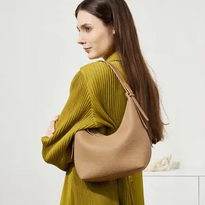 Borsa Dumpling in Vera Pelle per Donna Pelle Bovina Primo Strato Commuting Spalla Tracolla Borsa a Mano Morbida Minimalista