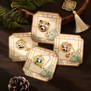 Cute Panda Metal Bookmark Creative Cartoon Hollow Pendant Hanging Decoration Student Reading Book Page Clip