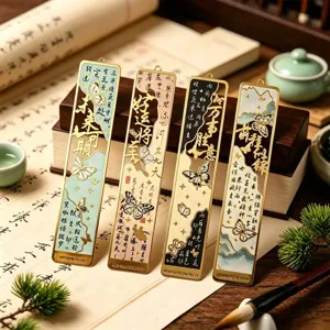 Traditional Chinese style hollow metal bookmarks set, exquisite vintage design with bookmarks.