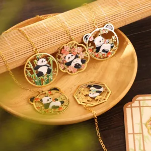 Cute metal panda bookmarks with delicate hollow design and chain pendant for reading books.