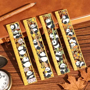 Exquisite metal panda bookmark ruler hollow Chinese style cute stationery gift souvenir 4pcs