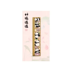 Cute panda metal bookmark with lotus design, classical Chinese cultural gift and souvenir.