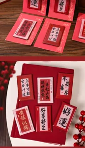 Chinese style calligraphy blessing acrylic fridge magnet detail showcasing auspicious home decor.