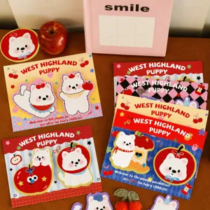 Cute West Highland puppy sticky notes set, cartoon dog sticky memo pads for students.