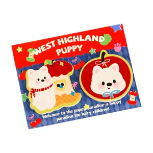 Cute West Highland White Terrier sticky notes set, cartoon dog memo pad for students.