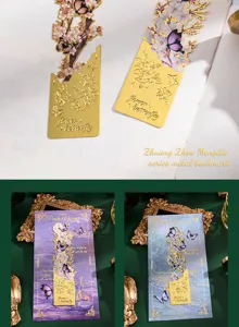 Segnalibro in metallo cavo retro con design a farfalla e fiore, elegante regalo culturale.