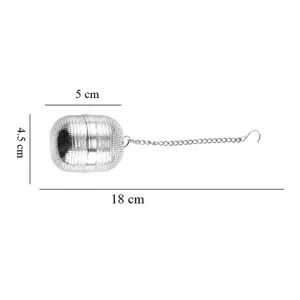 Stainless steel tea infuser ball with chain and hook for loose leaf tea filtering. 18cm