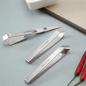 Stainless Steel Kitchen Plucking Tweezer Pig Hair Plucker Bone Removal Tool Flat Slanted Blade Meat Poultry Cleaning Gadget