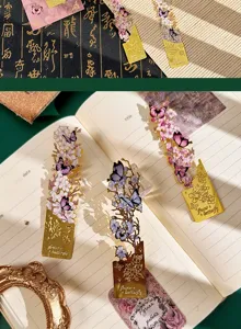 Retro metallo cavo farfalla segnalibro squisito vintage clip pagina libro souvenir dettaglio