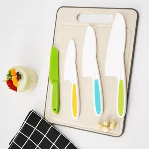 Kids Safe Kitchen Knife Set Plastic Serrated Bread Fruit Cutting Knives Baking Toddler Weaning Cooking Tools For Children