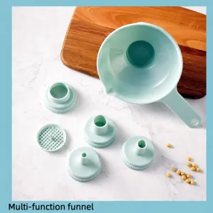 Juego de embudos de plástico multifunción para cocina con coladores desmontables