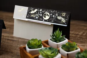 Goldfolie Briefpapier Umschlag Set mit eleganten Feder Mond und Stern Design Details.